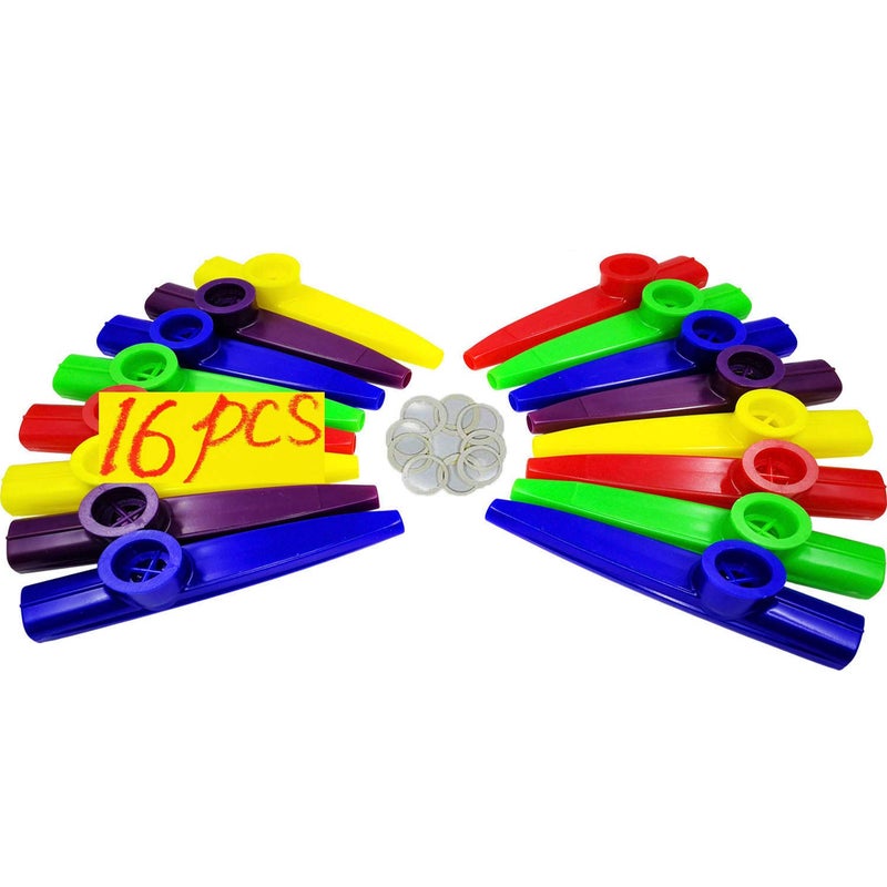 Fartime 16Pcs Plastic Kazoos With 20Pcs Kazoo Flute Diaphragms,Musical Instruments,Good Gift for Kids,A Good Companion for Ukulele, Violin, Guitar,Piano Keyboard. - Image 1